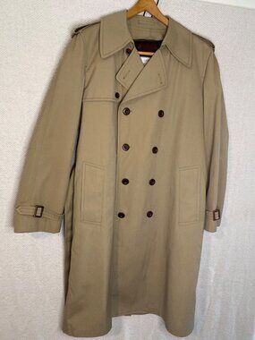 London Fog Trench Coat 40 Long Women M L 44” Tan Belted Zip Liner Classic